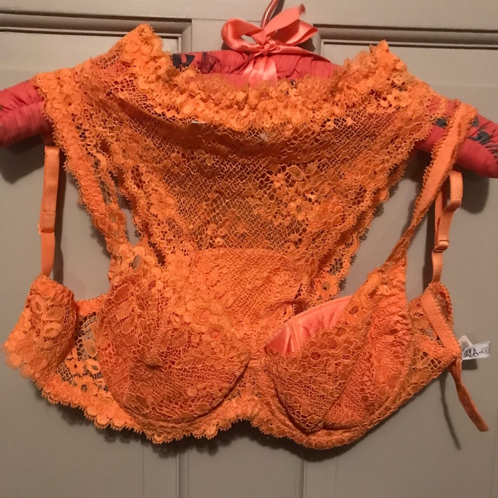 LaPerla  orange lace demi  cup bra and panty set from Neiman Marcus